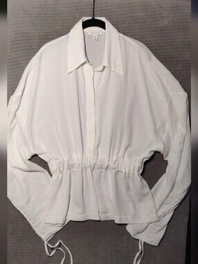 Topshop White Cinched Waist Top